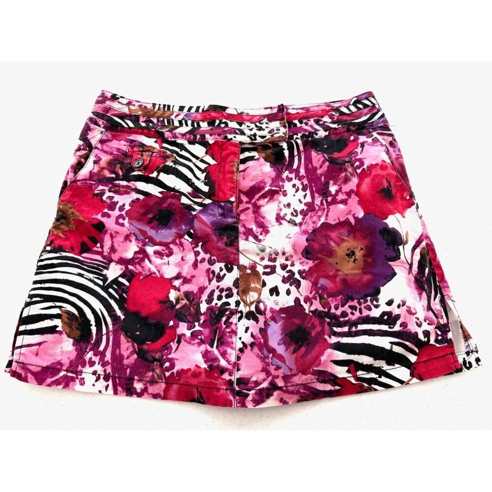 Attyre Women's Skort SZ 10 Golf Tennis Pickleball Bright Floral Animal Print